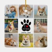 8 Photo Collage I Love My Dogハートポープリント セラミックオーナメント (裏面)