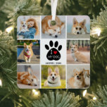8 Photo Collage I Love My Dogハートポープリント メタルオーナメント<br><div class="desc">私は私のパーソナライズされた犬と赤いハート、ポープリント、8写真コラージュで自分の犬を作成。自分の写真の追加、名前の追加、日付の追加、自分の写真の作成。</div>