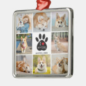 8 Photo Collage I Love My Dogハートポープリント メタルオーナメント (左)