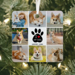 8 Photo Collage I Love My Dogハートポープリント メタルオーナメント<br><div class="desc">私は私のパーソナライズされた犬と赤いハート、ポープリント、8写真コラージュで自分の犬を作成。自分の写真の追加、名前の追加、日付の追加、自分の写真の作成。</div>