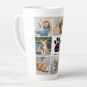 8 Photo Collage I Love My Dog Paw Print カフェラテマグ (左アングル)