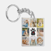 8 Photo Collage I Love My Dog Paw Print キーホルダー (正面左)
