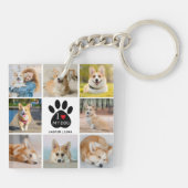 8 Photo Collage I Love My Dog Paw Print キーホルダー (裏面)