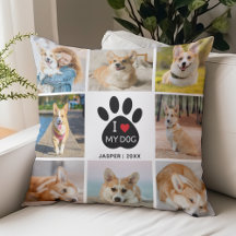 8 Photo Collage I Love My Dog Paw Print