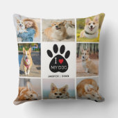 8 Photo Collage I Love My Dog Paw Print クッション (裏面)