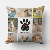 8 Photo Collage I Love My Dog Paw Print クッション (正面)