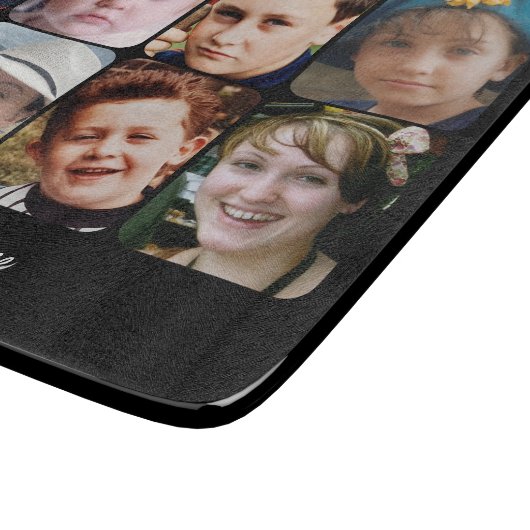 8 photo custom text black カッティングボード (角)