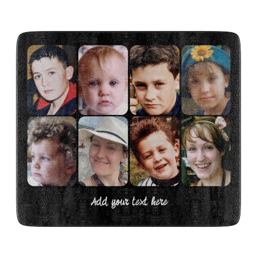 8 photo custom text black カッティングボード (正面)