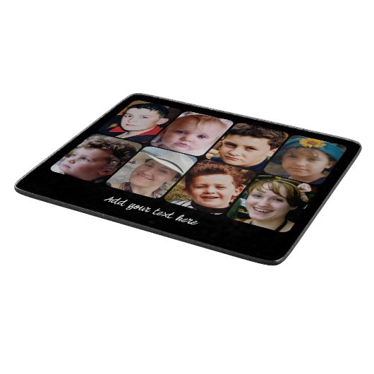 8 photo custom text black カッティングボード (角)