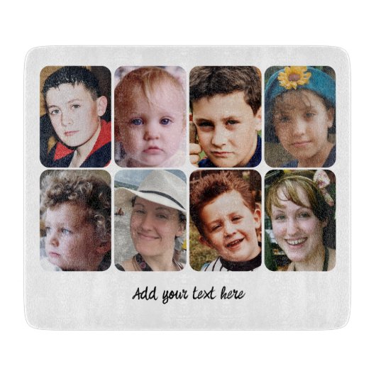 8 photo custom text white カッティングボード (正面)