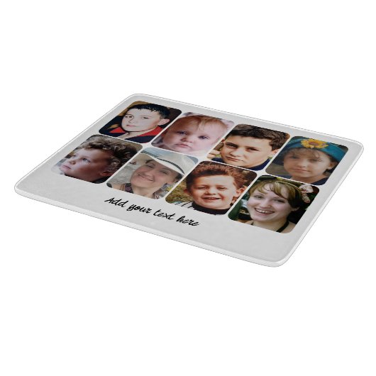 8 photo custom text white カッティングボード (角)
