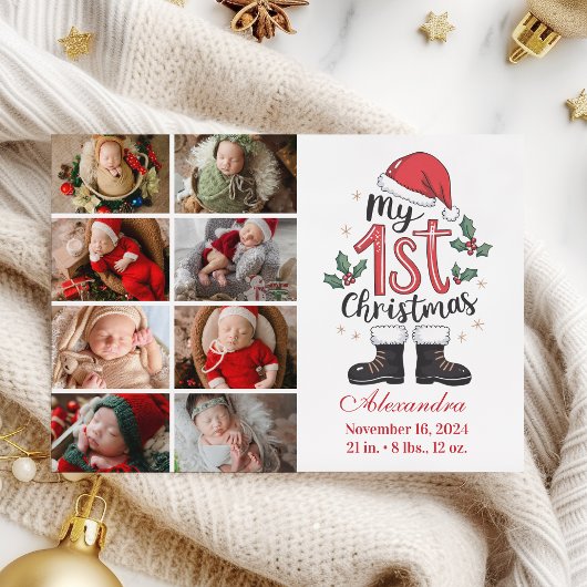 8 Photo Cute Santa Baby 1st Christmas シーズンカード