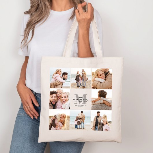 8 Photo Family Photo Collage Canvas Tote トートバッグ