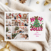 8 Photo Glitter Leopard Bow Holly Jolly シーズンカード
