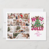 8 Photo Glitter Leopard Bow Holly Jolly シーズンカード (正面)