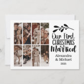 8 Photo Minimialist Our First Christmas Married シーズンカード (正面)