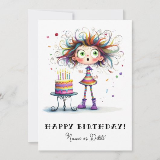 * 8 PHOTO NAME Birthday Card Personalize Whimsical 招待状 (正面)