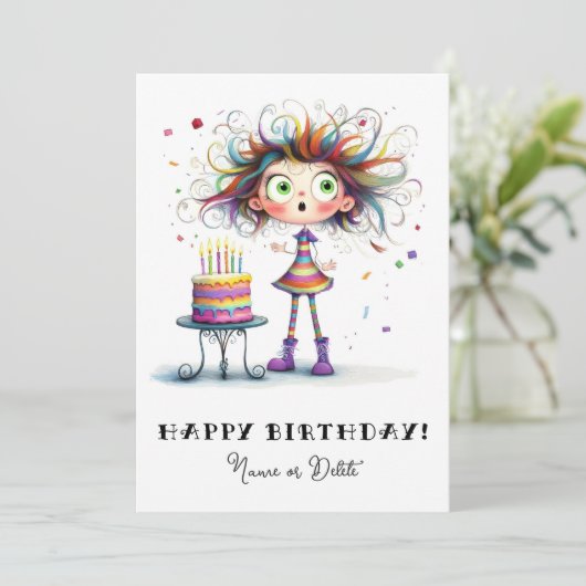 * 8 PHOTO NAME Birthday Card Personalize Whimsical 招待状 (スタンド正面)