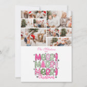 8 Photo Pink Green Merry Christmas Holiday シーズンカード (正面)