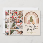 8 Photo Retro Neutral Rainbow Merry & Bright  シーズンカード (正面)