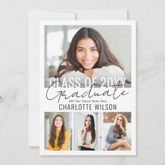 8 Photo Simple Modern Bold Class Year Graduation 案内状 (正面)