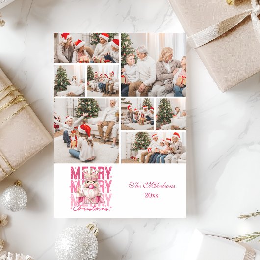 8 Photo Vintage Pink Nutcracker Christmas  シーズンカード