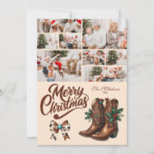 8 Photo Western Bow & Boots Christmas シーズンカード (正面)