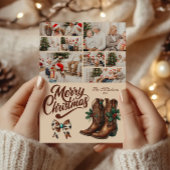 8 Photo Western Bow & Boots Christmas シーズンカード