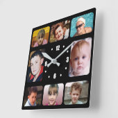 8 photo white black スクエア壁時計 (傾斜)