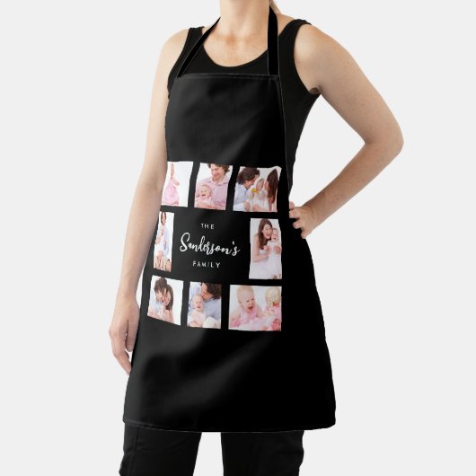 8 Sections Family Photo in Black Frame エプロン (インサイチュ)