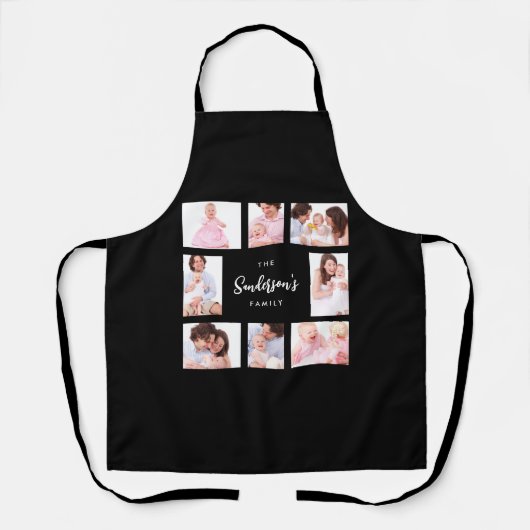 8 Sections Family Photo in Black Frame エプロン (正面)