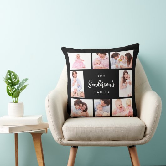 8 Sections Family Photo in Black Frame クッション (椅子)