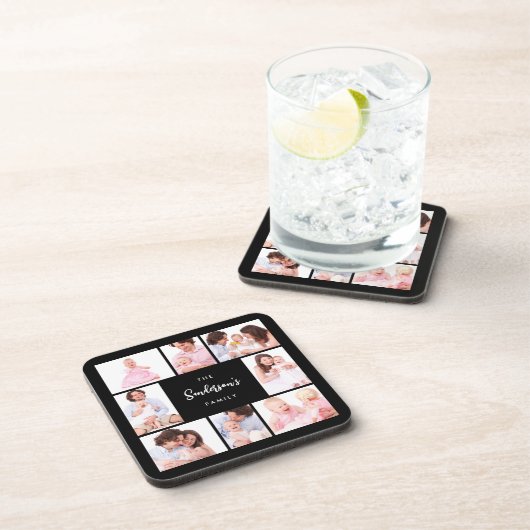 8 Sections Family Photo in Black Frame コースター (右側)