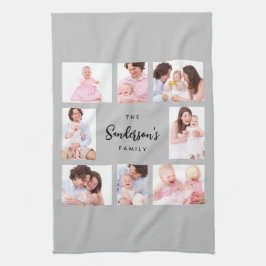 8 Sections Family Photo in Gray Frame キッチンタオル