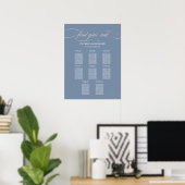 8 Tables Wedding Seating Chart Board Dusty Blue ポスター (ホームオフィス)