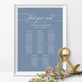 8 Tables Wedding Seating Chart Board Dusty Blue ポスター