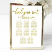 8 Tables Wedding Seating Chart Gold Calligraphy ポスター