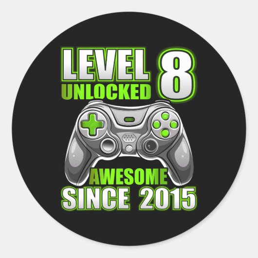 8 Unlocked 素晴らし 2015ビデオゲーム第8誕生日Bo ラウンドシール (正面)