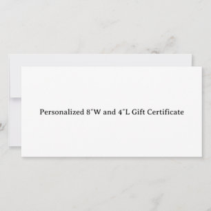 8"W×4"Lのオーダーメイドギフト券 カード