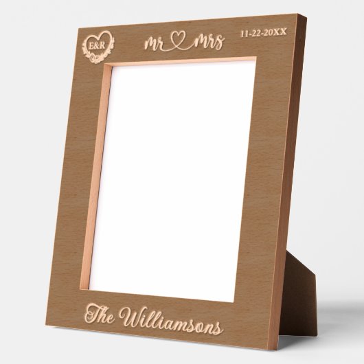 8"x10"の結婚家族の写真ギフト日付ハート レーザー彫刻フレーム (左)