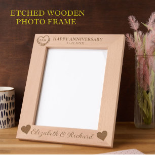 8"x10"フォトハッピーアニバーサリーナーズ日付ハート レーザー彫刻フレーム