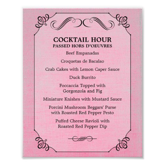 8 x 10ヴィンテージラインテーブルメニューのフレーミング フォトプリント            (正面)