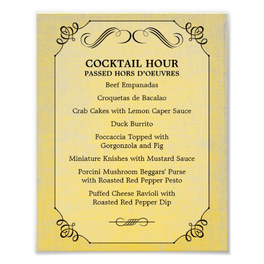 8 x 10ヴィンテージラインテーブルメニューのフレーミング フォトプリント            (正面)