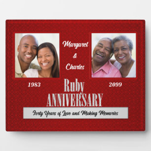 8 x 10 Ruby 40th 結婚s Anniversary Square写真 フォトプラーク