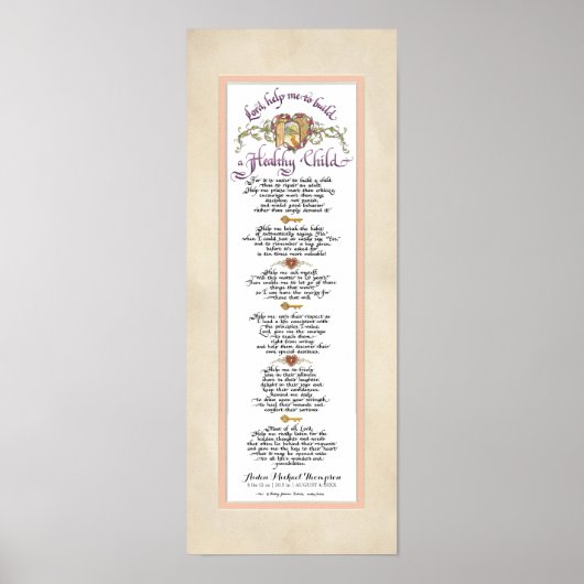 8 x 20健康な子を構築，羊皮紙赤面ピンク ポスター (正面)