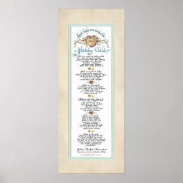 8 x 20健康な子供を構築するパーチメントアクアブルー ポスター