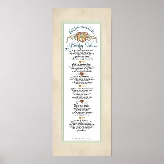 8 x 20健康な子供を構築するパーチメントアクアブルー ポスター (正面)