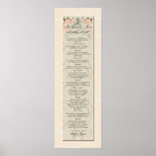 8 x 24永続的なラブクリームダマスクバラを構築する ポスター (正面)