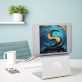 8" x 8"の大きなカスタムビニールシール シール (デスク上のノートパソコン)