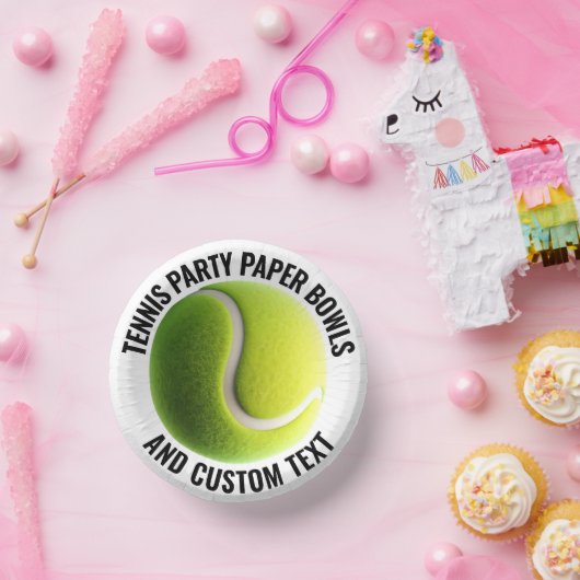 8 x Tennis Ball Personalized Text Paper Bowls ペーパーボウル (パーティー)